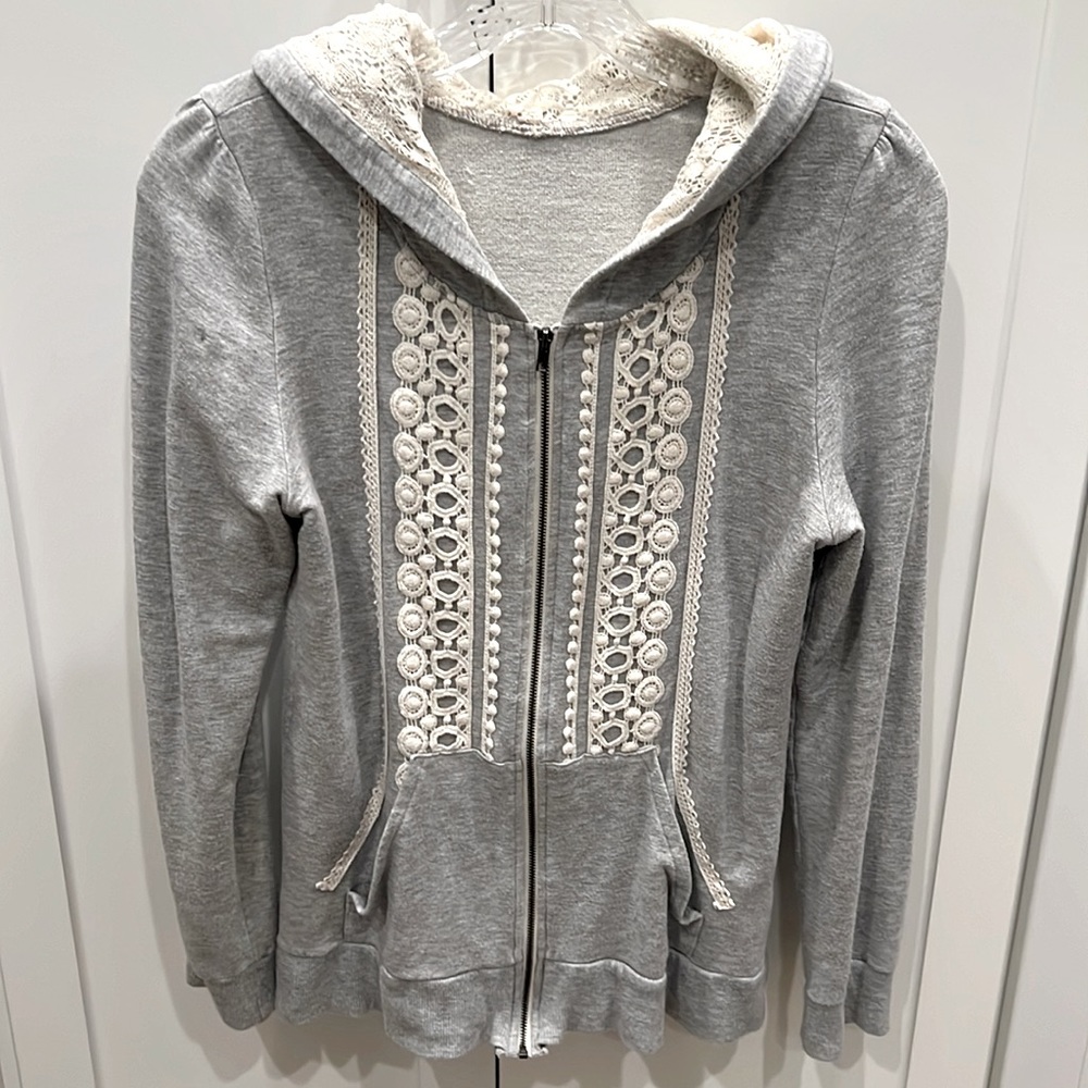 Anthropologie gray zip-up hoodie